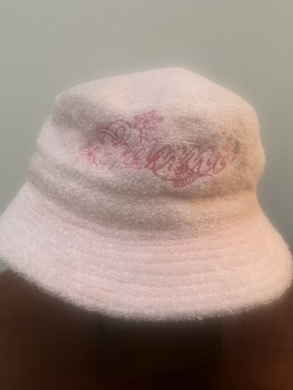 Ganni Pink Beach Terrycloth Bucket Hat Size XS/S NWT